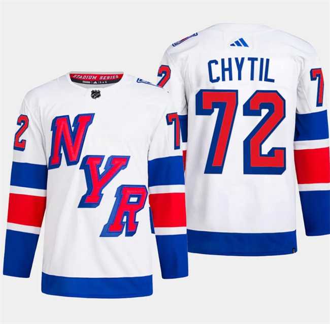 Mens New York Rangers #72 Filip Chytil White 2024 Stadium Series Stitched Jersey Dzhi->new york rangers->NHL Jersey
